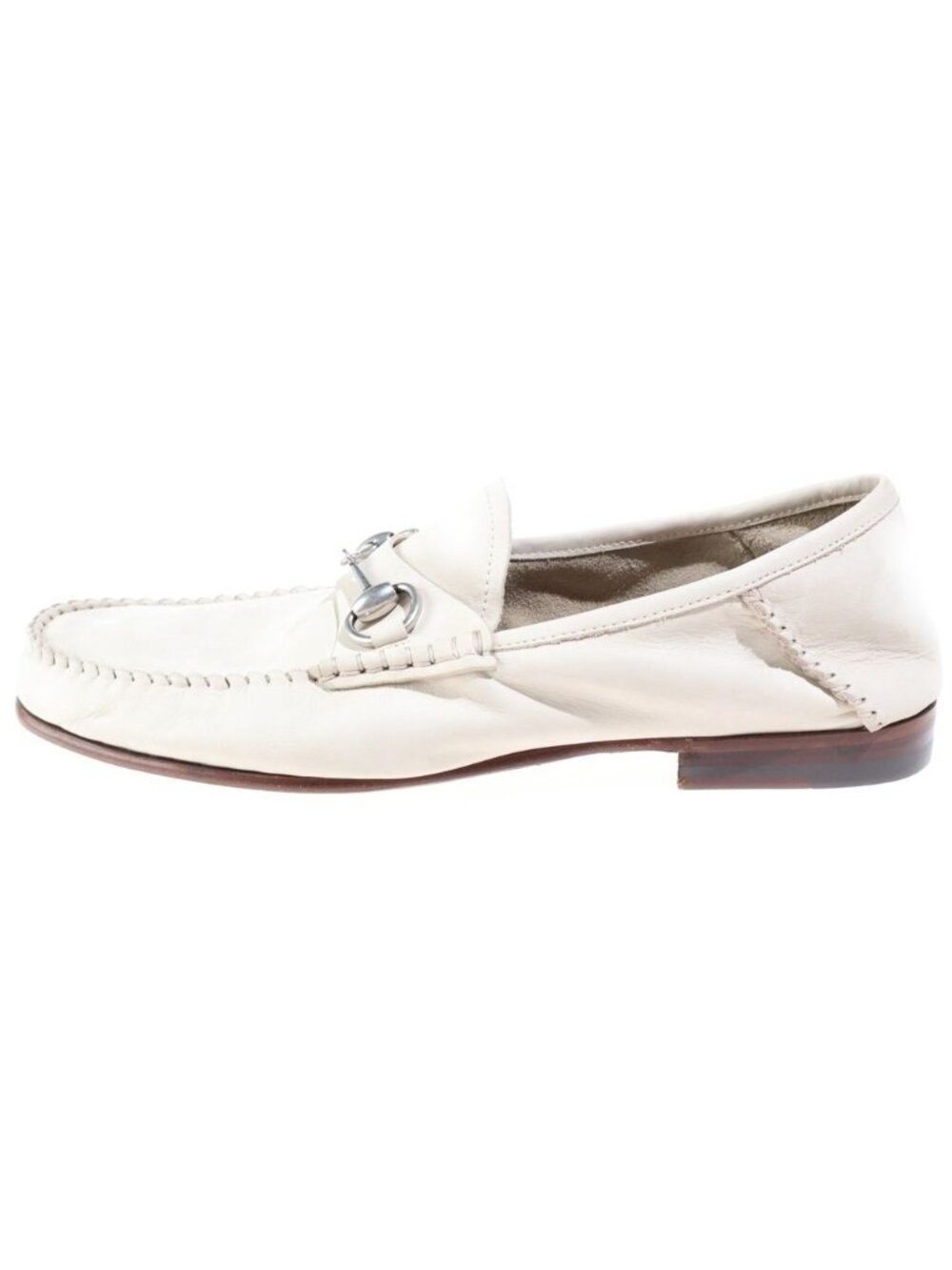 Gucci Nubuck Leather Horsebit Loafers Shoes Ivory